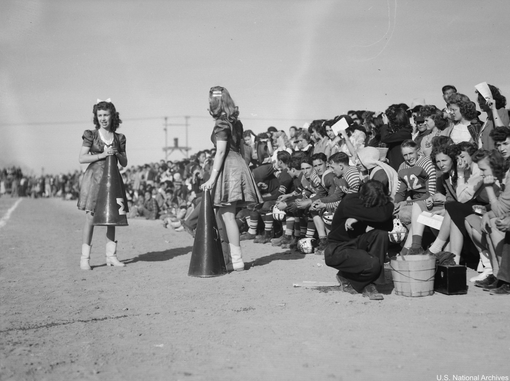 Fillmore, Utah, cheerleaders at football game in 1943