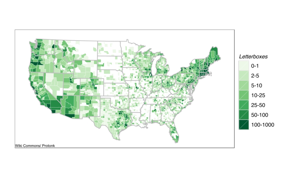 graph of letterbox distribution across the U.S. circa 2010