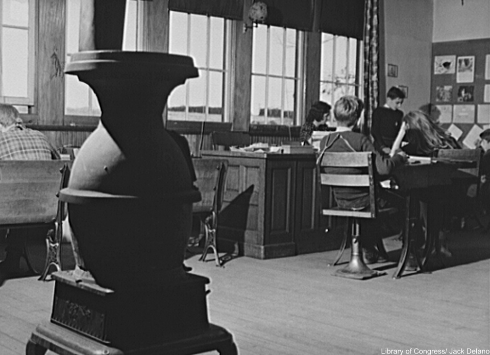 one-room schoolhouse in Colchester, Connecticut, in 1940