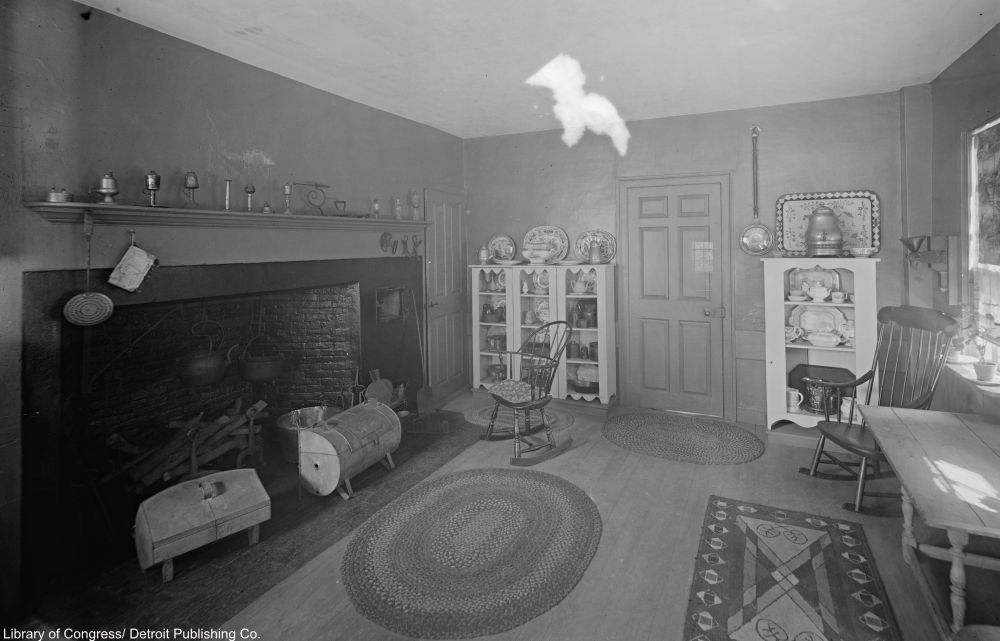 kitchens were often built with low ceilings to trap heat in winter