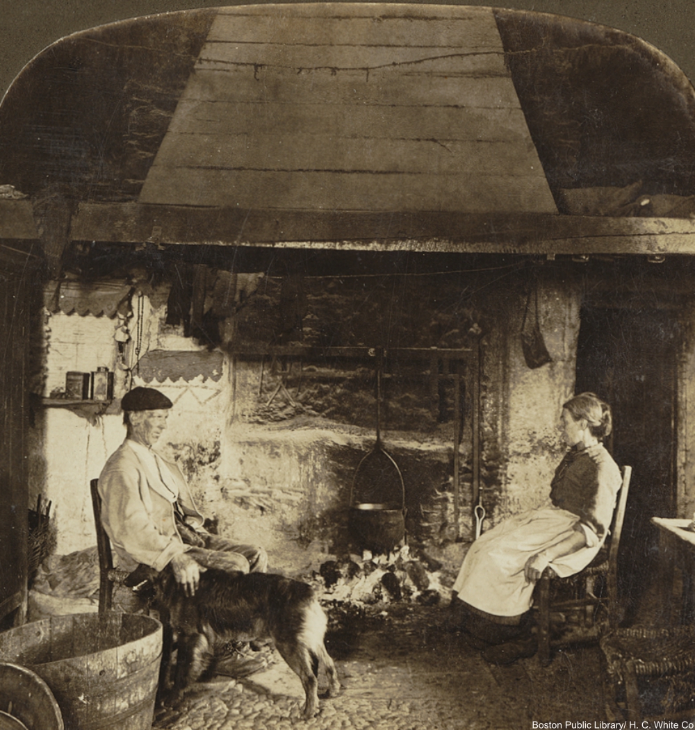 staying warm by the fire in the 19th century