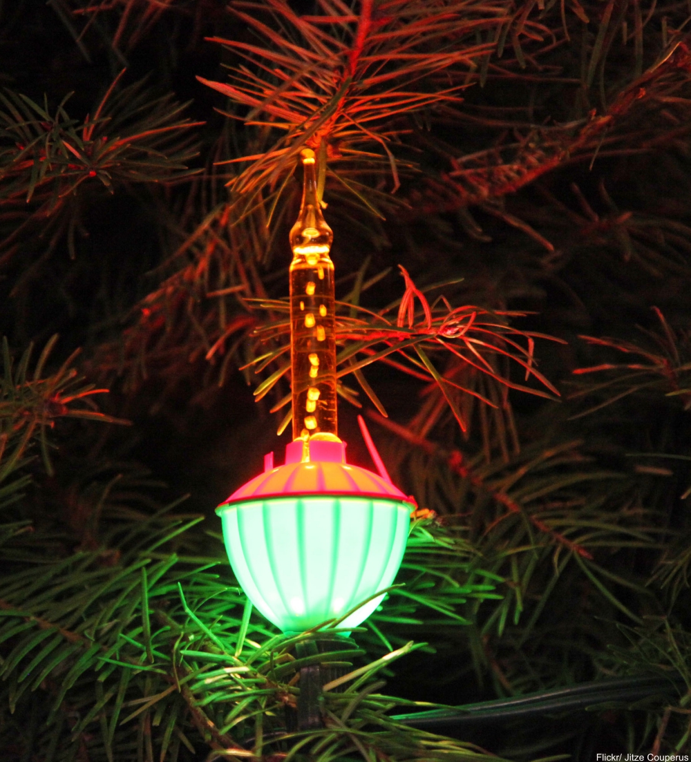 vintage bubble light on a Christmas tree