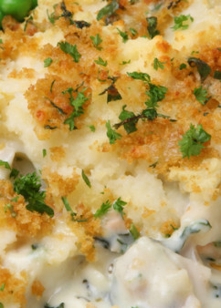 Fish pie with peas