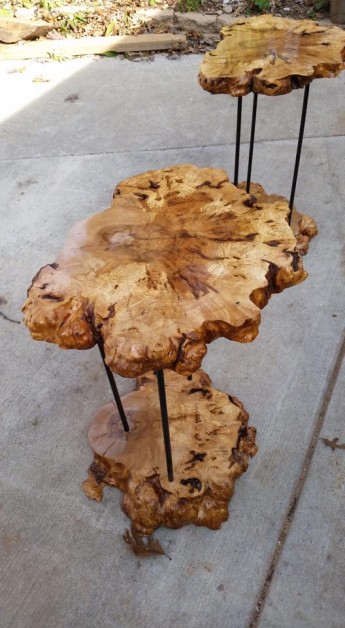 From Bruce Baker: A pair of end tables from a cherry burl.