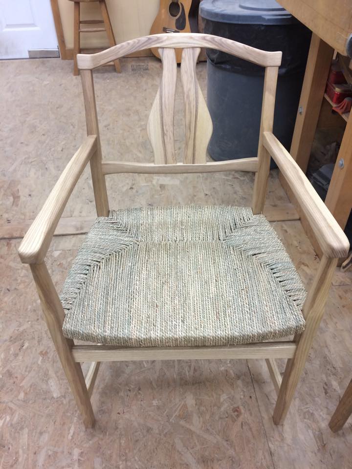 From Harry Jimbra Henderson: Vidars Chair, crafted by Chad Harris out of ash with a seagrass weave seat, mortise and tenon construction and joinery.
