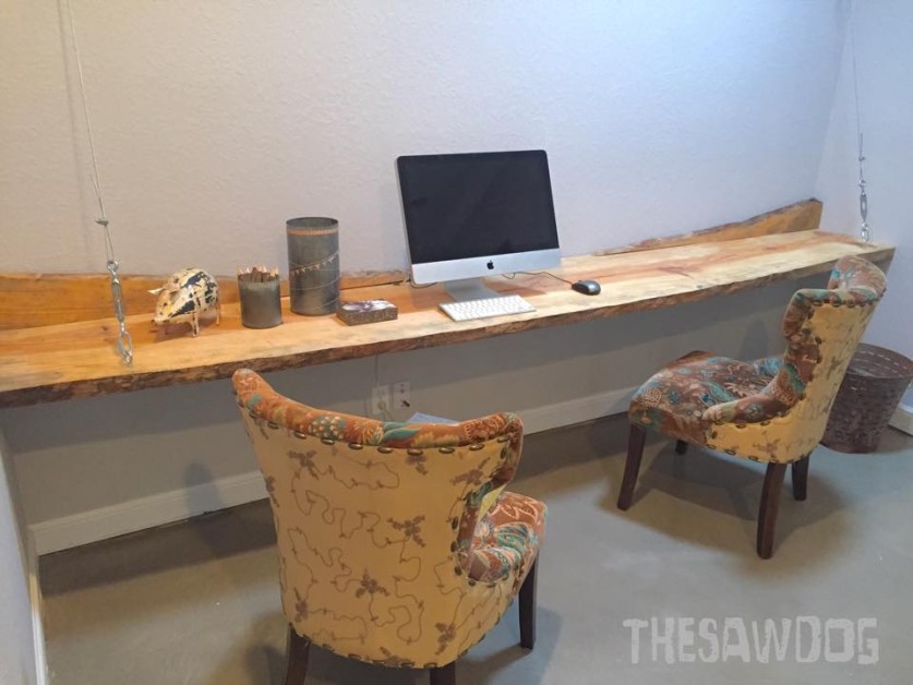From Phil Deschene Jr.: This is a 11' live edge floating desk I built