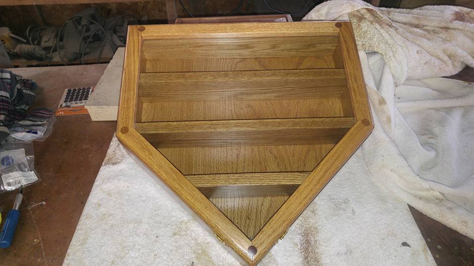 From Dennis Kirtz: Autographed baseball display case I made for a friend — in Hector, Minnesota.