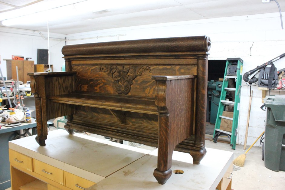 From Darel Segers: Bench built from a 125 year old Footboard and washboard.