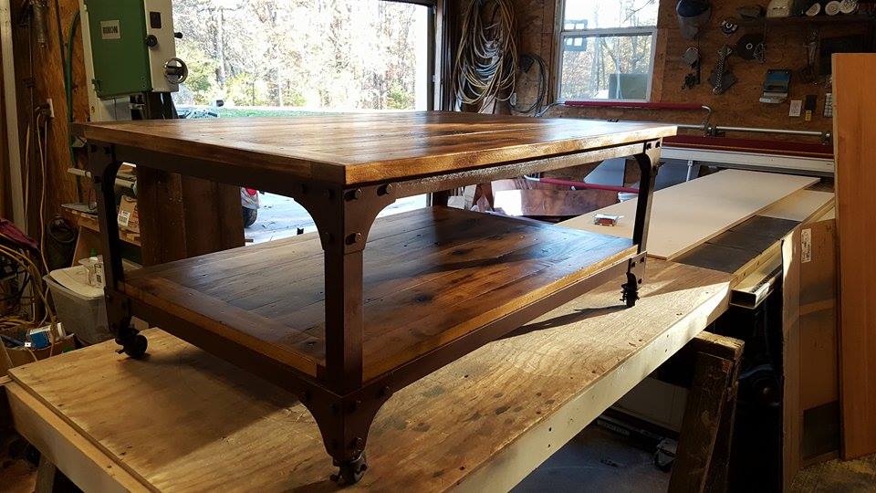 From Jeremy Littrell: Coffee table which I welded and built with reclaimed Poplar boards from Knoxville, TN!