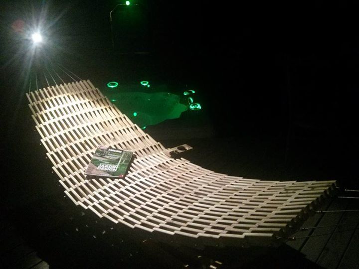 From Jessy Denis: Hi, This is what i do, a wooden hammock handmade in white cedar, here in Québec. You can visit my page BWAmak for more informations.