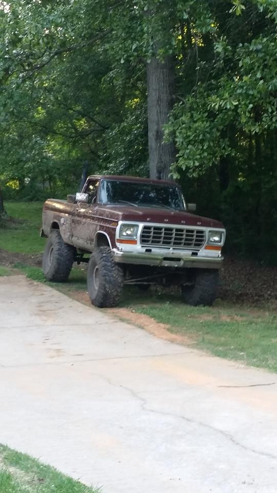 From Evan Firkus: 78 F100 360FE 4 speed granny gear 5.13 running gear sittin on 42 Pitbull Rockers forsale 6k