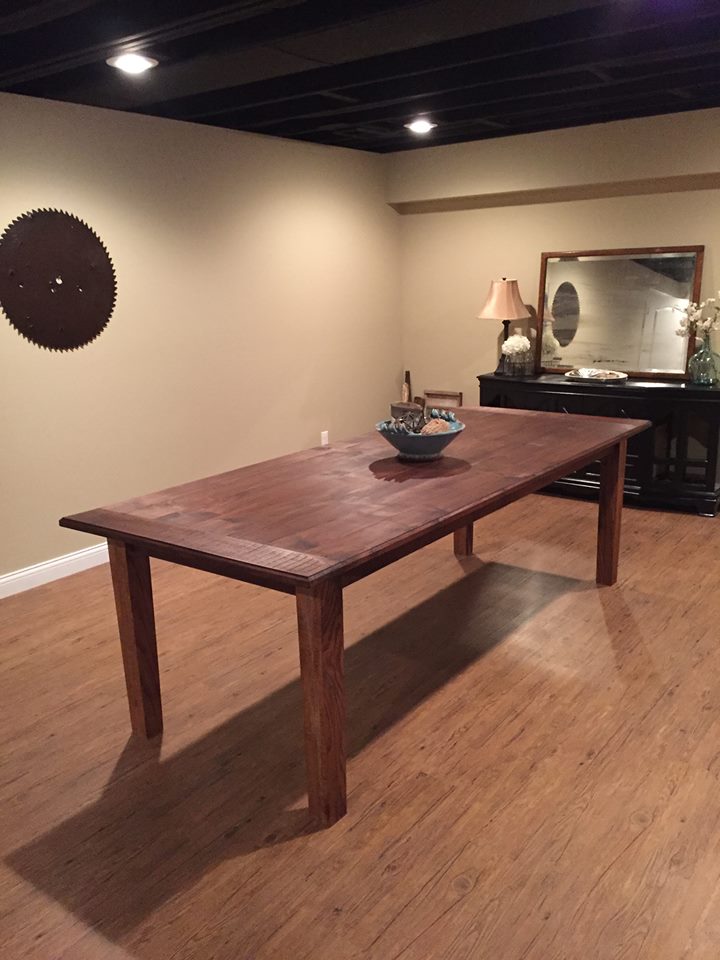 From James Ethan Berry: Walnut, Farmhouse table with breadboard ends I built for my basement.