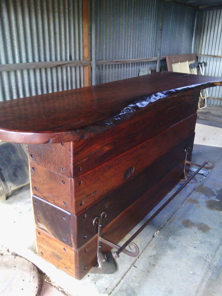From Mark Russell: I just finished this bar made from Murray river redgum at Murray Bridge. South Australia. Cheers. MARK