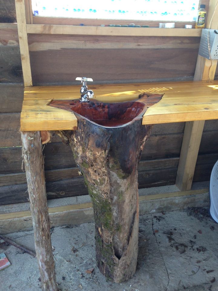 From Rob Marshall: Sink made from the stump of a fallen tree.