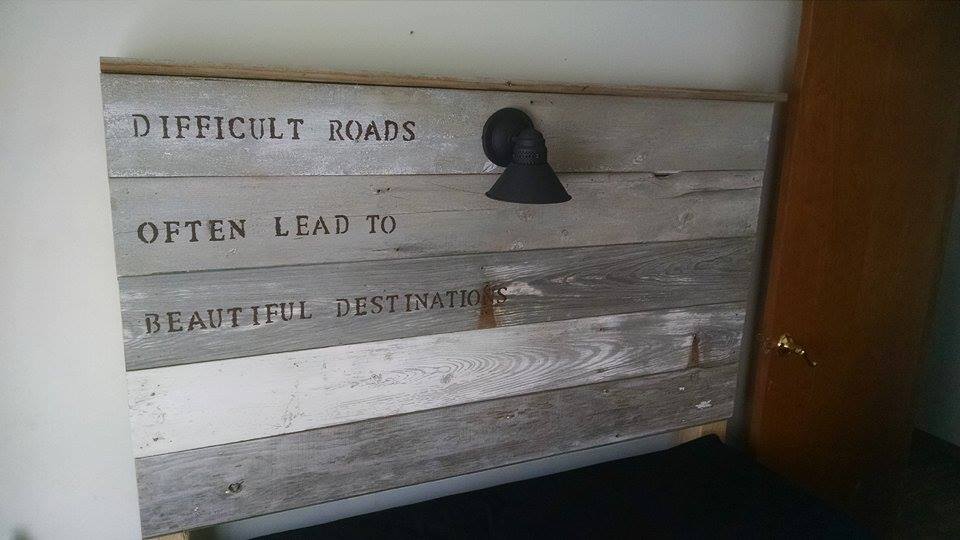 From Robert Ray: Made this headboard out of old barn siding