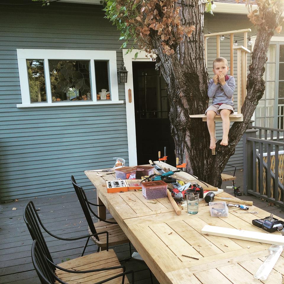 From Vanessa von Hessert: Here's a whimsical project I took on last summer with my 5-year-old son. It's a tree house dining chair for the kids.