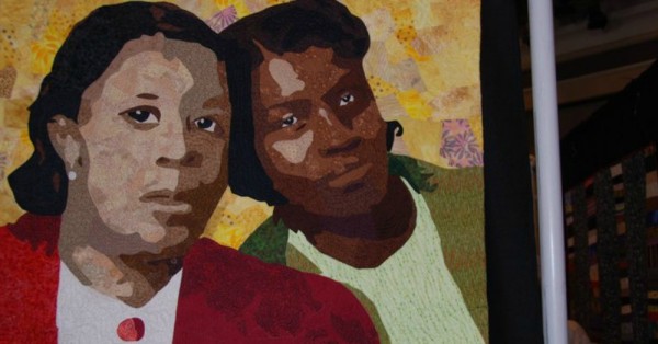 Sisters- a portrait quilt by Marilyn Handis African American Quilt Guild of Oakland: Sankofa 2011 April via Alliance for California Traditional Arts