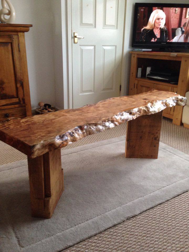 From Ian Thomas: Yew slab table with oak legs