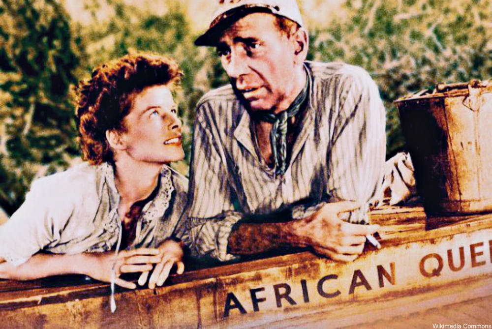 Katharine Hepbrun and Humphrey Bogart in The African Queen
