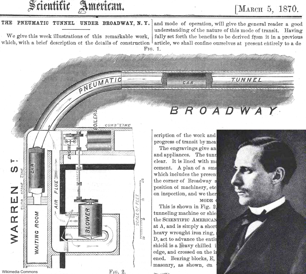 Alfred Ely Beach and his pneumatic subway diagram