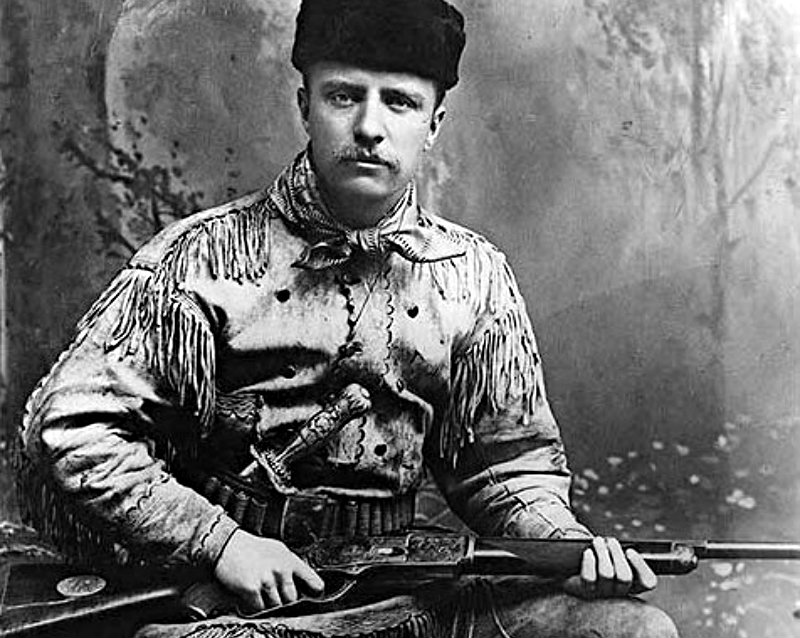 Theodore Roosevelt as Badlands hunter in 1885 via Wiki Commons