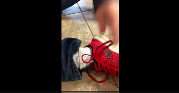Kid Has New Way To Tie Shoe Kid Has New Way To Tie Shoe