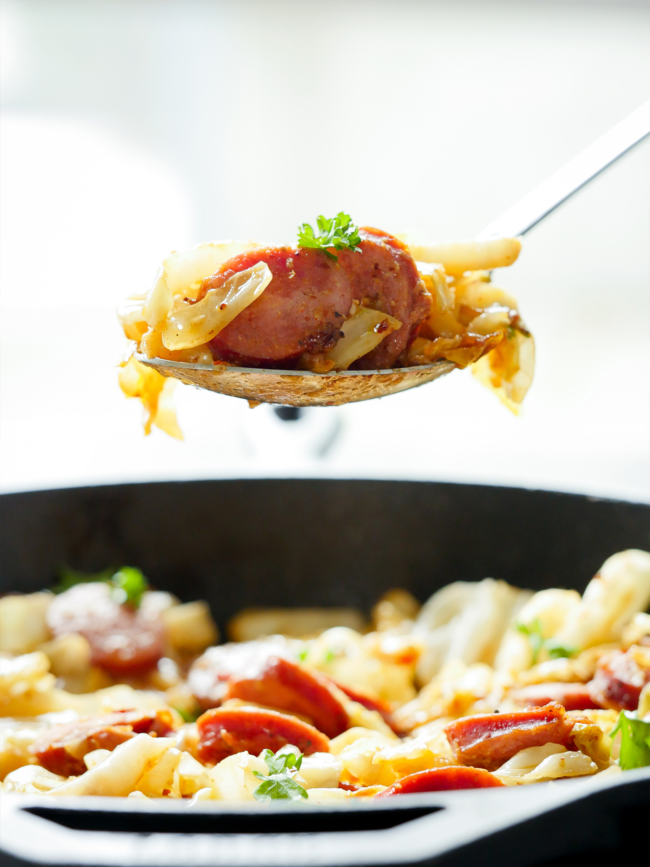 Fried Cabbage and Kielbasa Skillet 12 Tomatoes