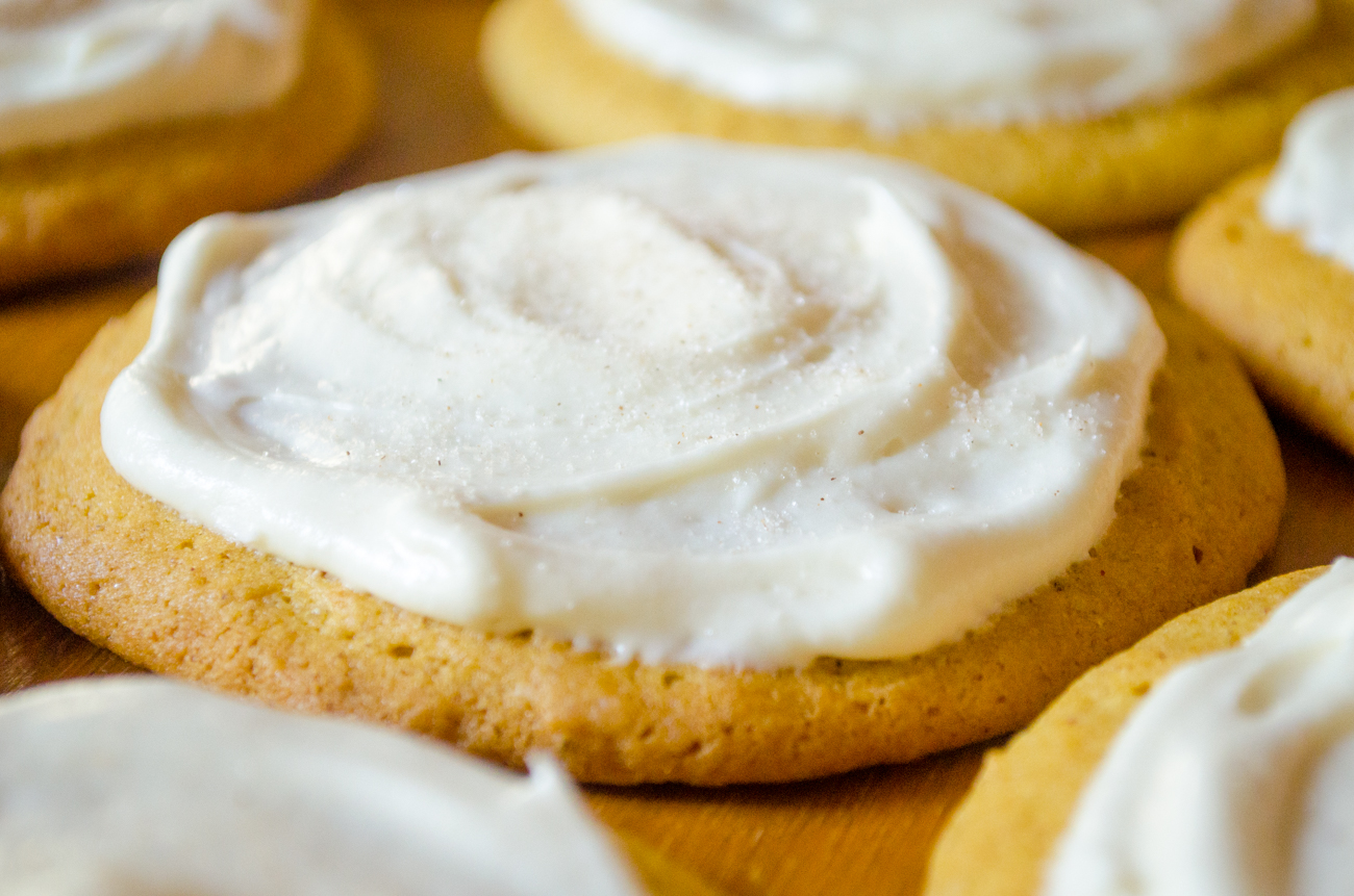 Pumpkin Sugar Cookies with Maple Cream Cheese Frosting 12 Tomatoes