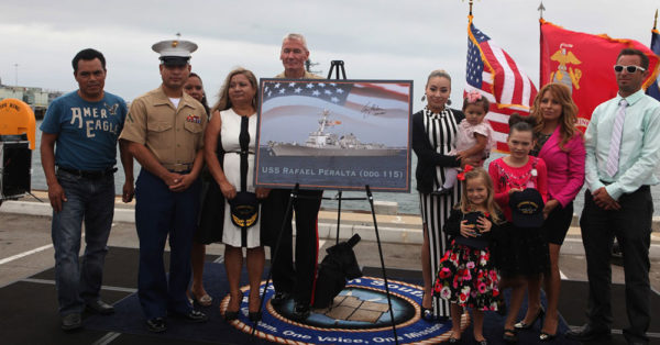 Source: Wikimedia Commons Marine Expeditionary Force commanding general, Lt. Gen. John A. Toolan and the family of Navy Cross recipient Sgt. Rafael Peralta.
