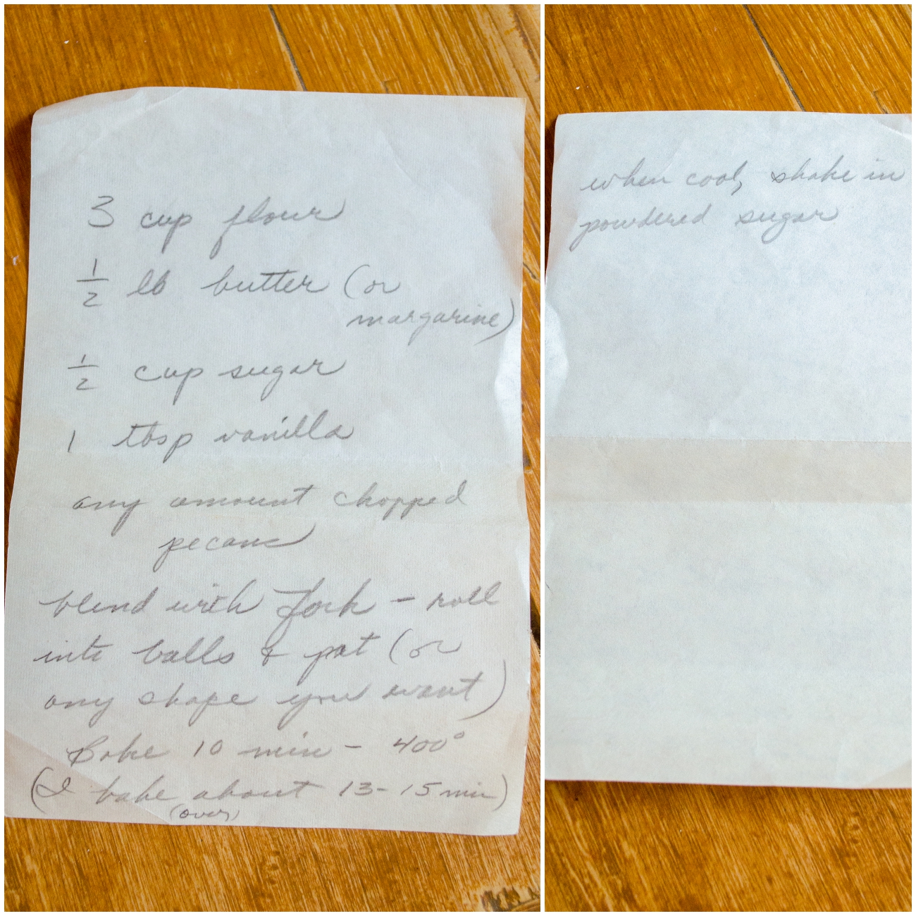 Pecan Ball Recipe Card