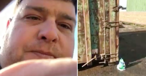 Source: Facebook/Mickey Cairns Mickey Cairns began recording when he found a dog in this large dumpster.