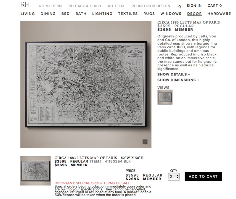 RH's vintage map of Paris really brings a room together -- but at what price?