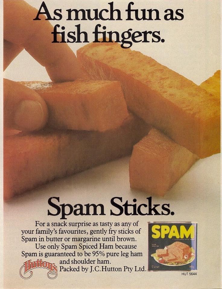 In this regrettable campaign, the makers of SPAM canned meat byproduct urge consumers to try a new snack just as tasty as
