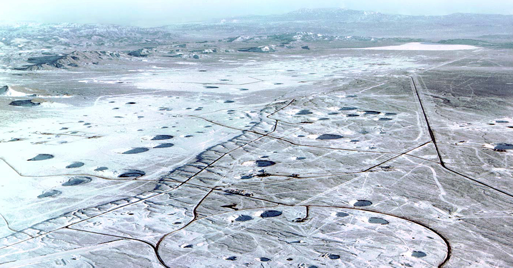 Photo: Wikimedia Commons -- Craters can be seen from nuclear testing at the Nevada Test Site.