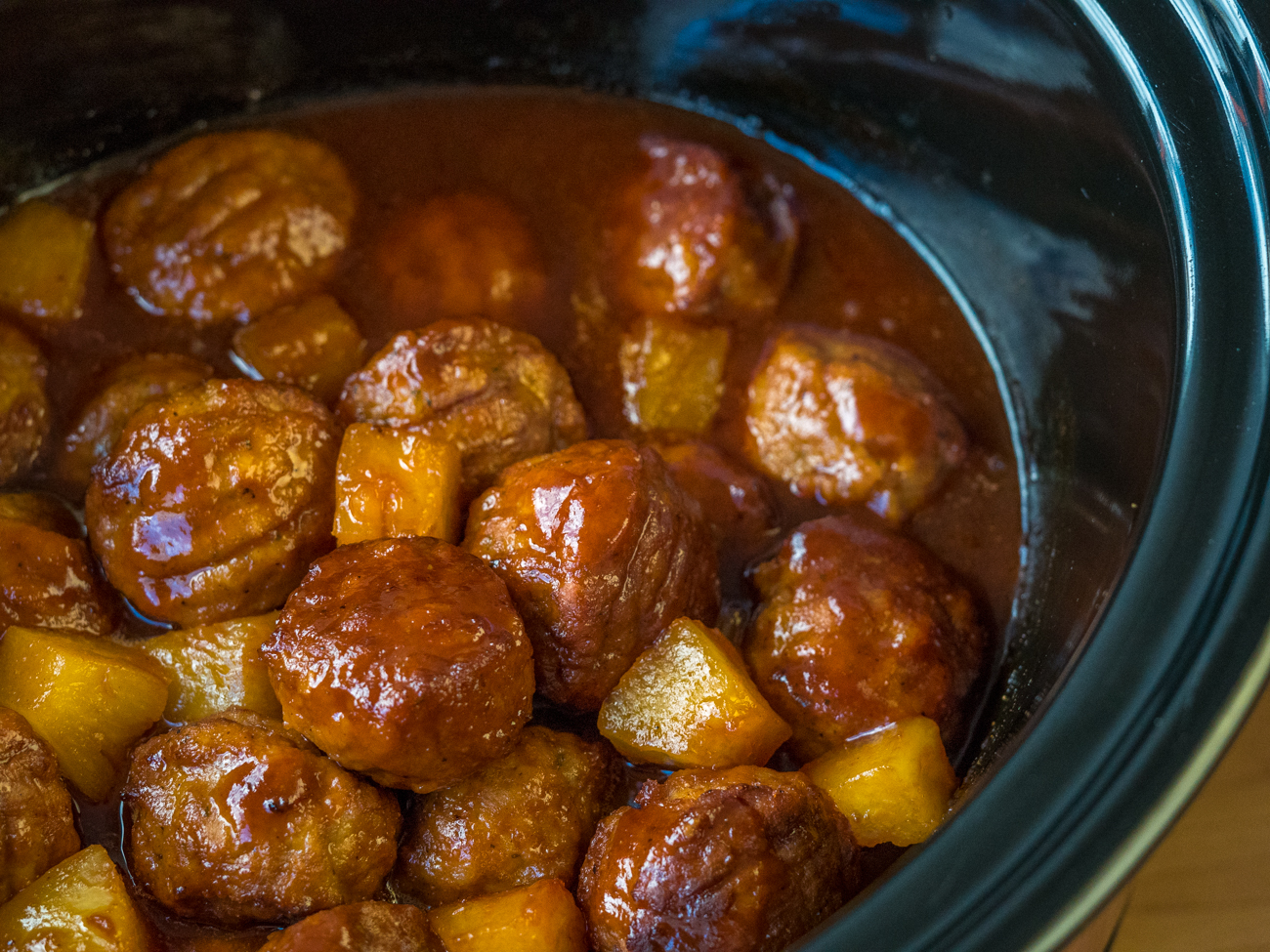 Slow Cooker Pineapple Barbecue Meatballs 12 Tomatoes