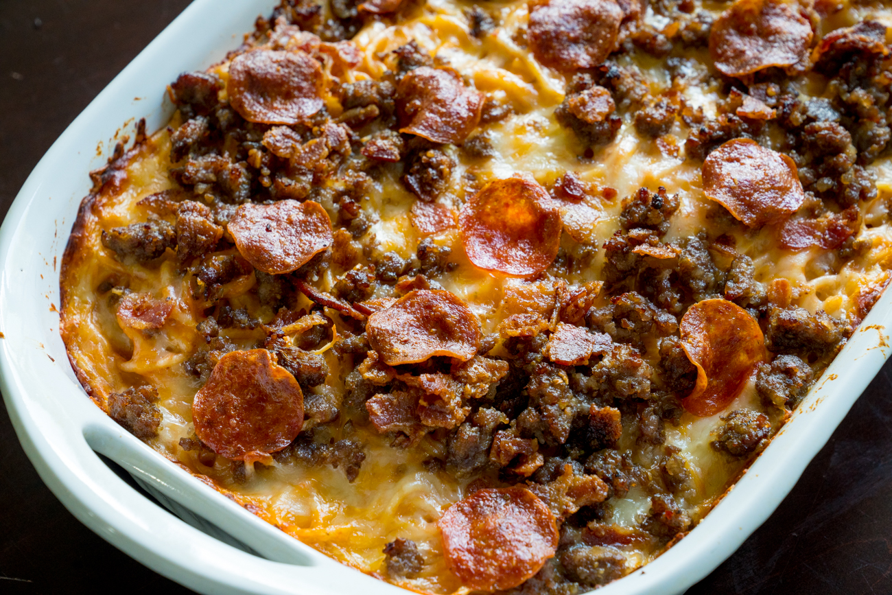 Meat Lovers Pizza Spaghetti Bake 12 Tomatoes