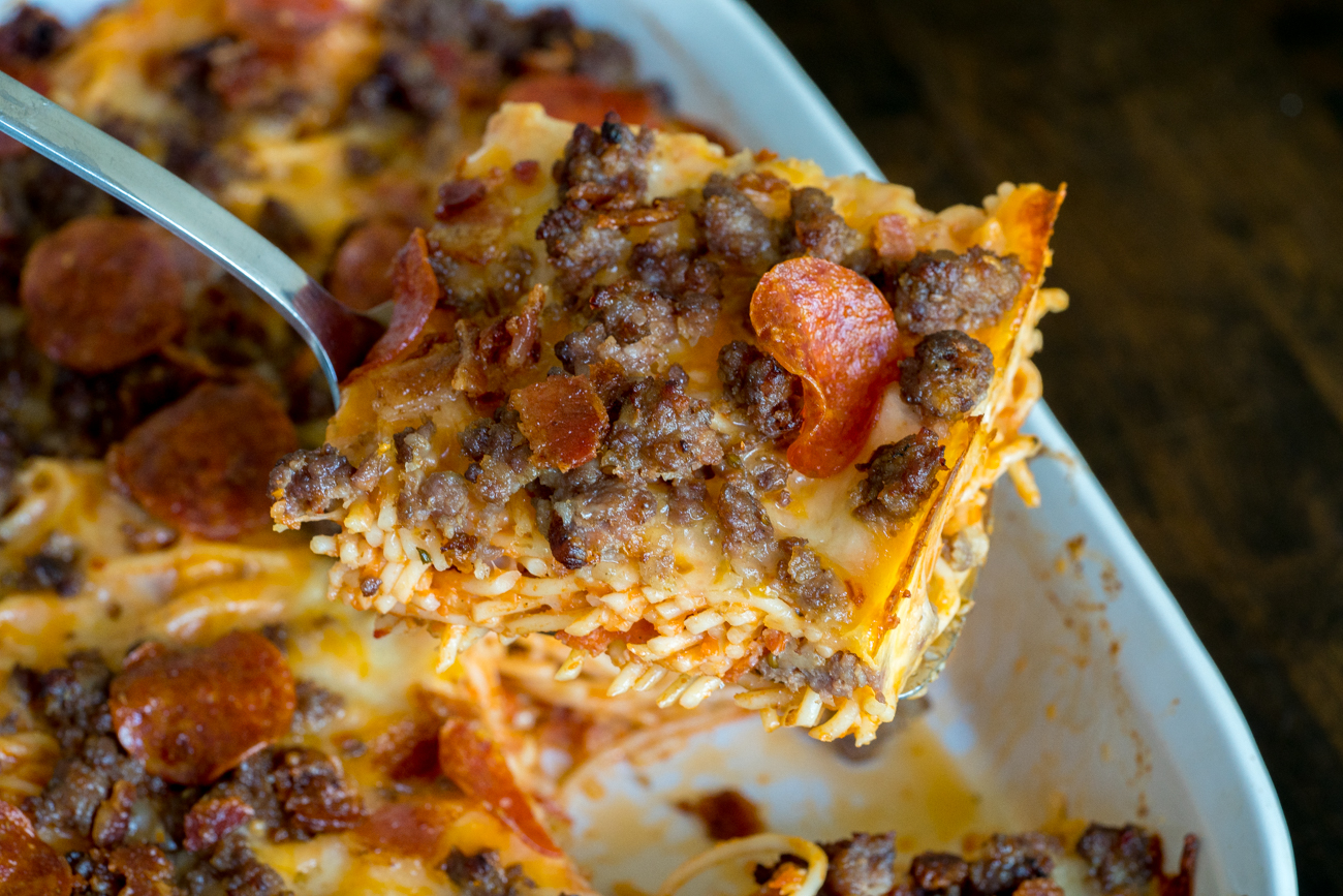 Meat Lover's Pizza Spaghetti Bake 7