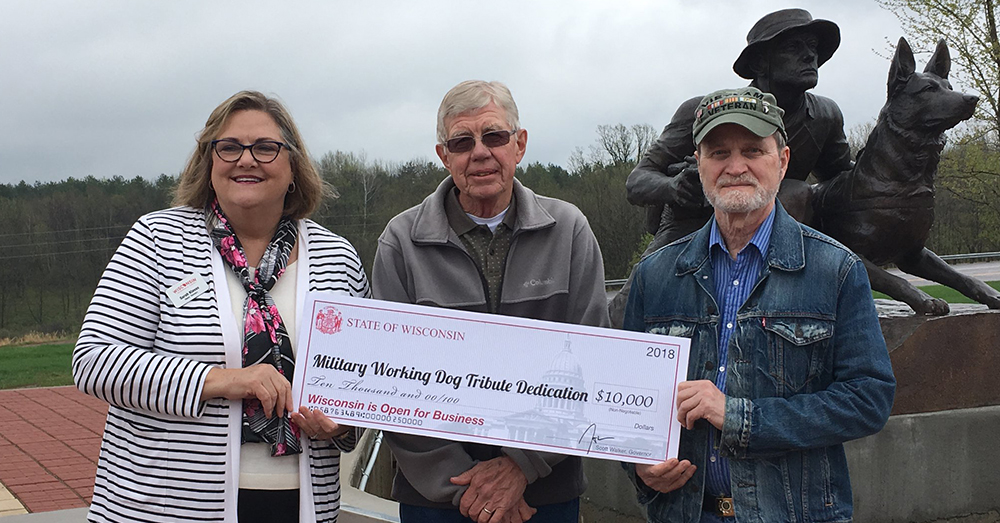 Source: Twitter/Wisconsin Tourism The Highground Veterans Memorial Park received a JEM Grant for their Military Working Dog Tribute dedication.