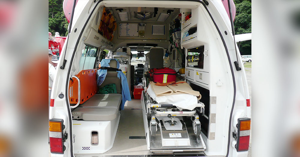 Source: Wikimedia Commons Ordinarily, dogs aren't allowed in ambulances.