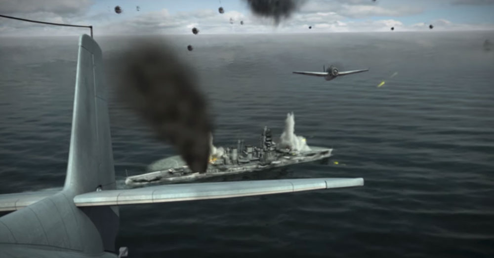 Source: YouTube/HISTORY U.S. aircraft pushed the Japanese forces back toward Japan.