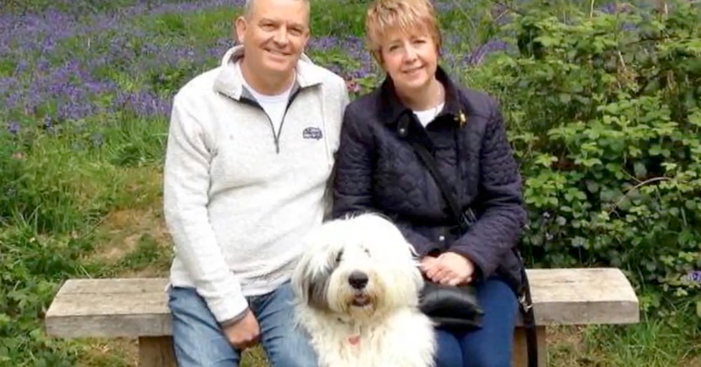 Source: YouTube/NEWS UPDATE Tony and Karen Stevens and their Old English Sheepdog, Poppy.