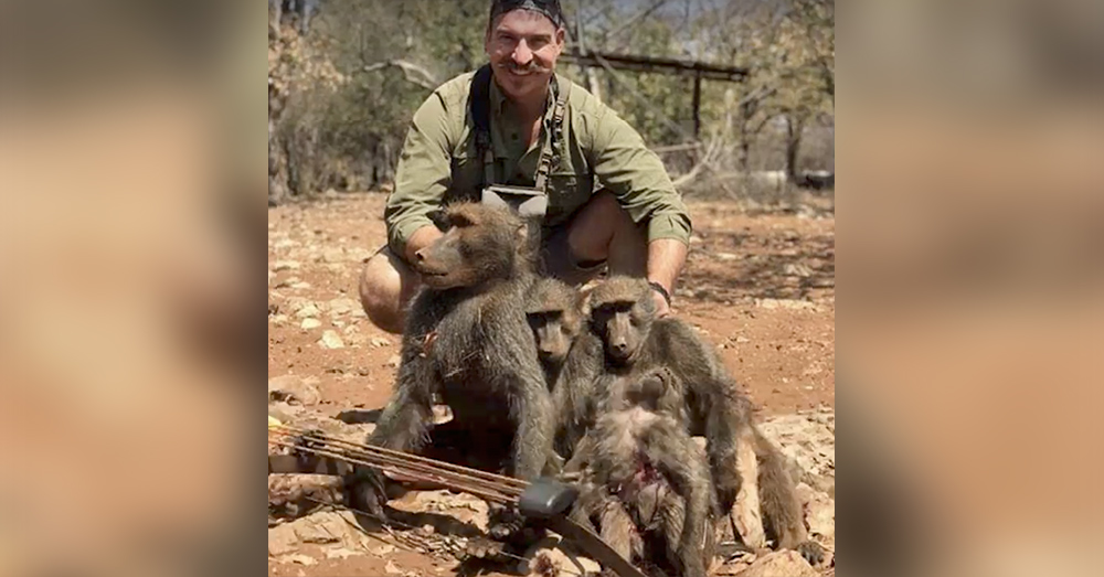 Source: Facebook/Idaho Statesman Idaho Fish and Game Commission member Blake Fischer poses with the baboons he killed in Namibia.