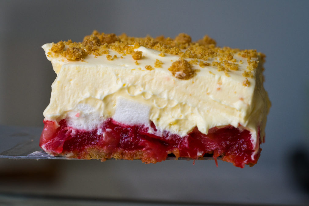 Rhubarb Pudding Bars Cooking Panda