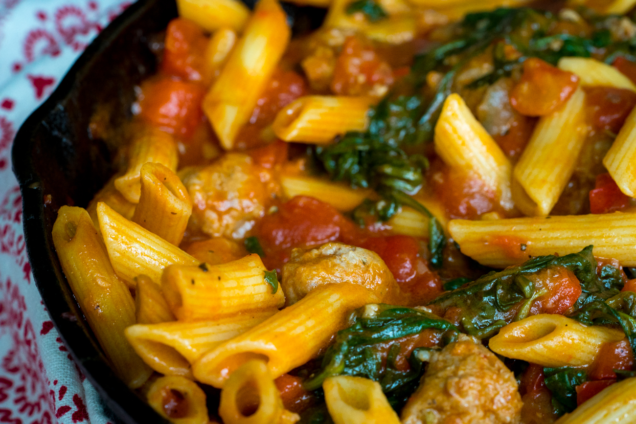 One Pot Sausage & Arugula Pasta Cooking Panda