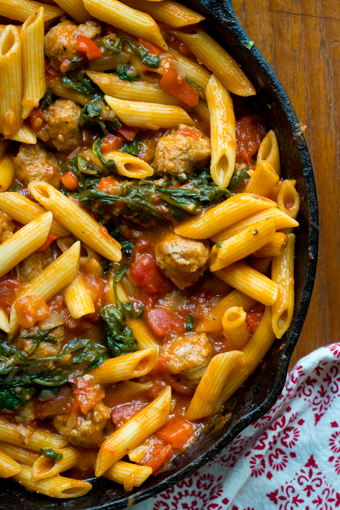 One Pot Sausage & Arugula Pasta Cooking Panda
