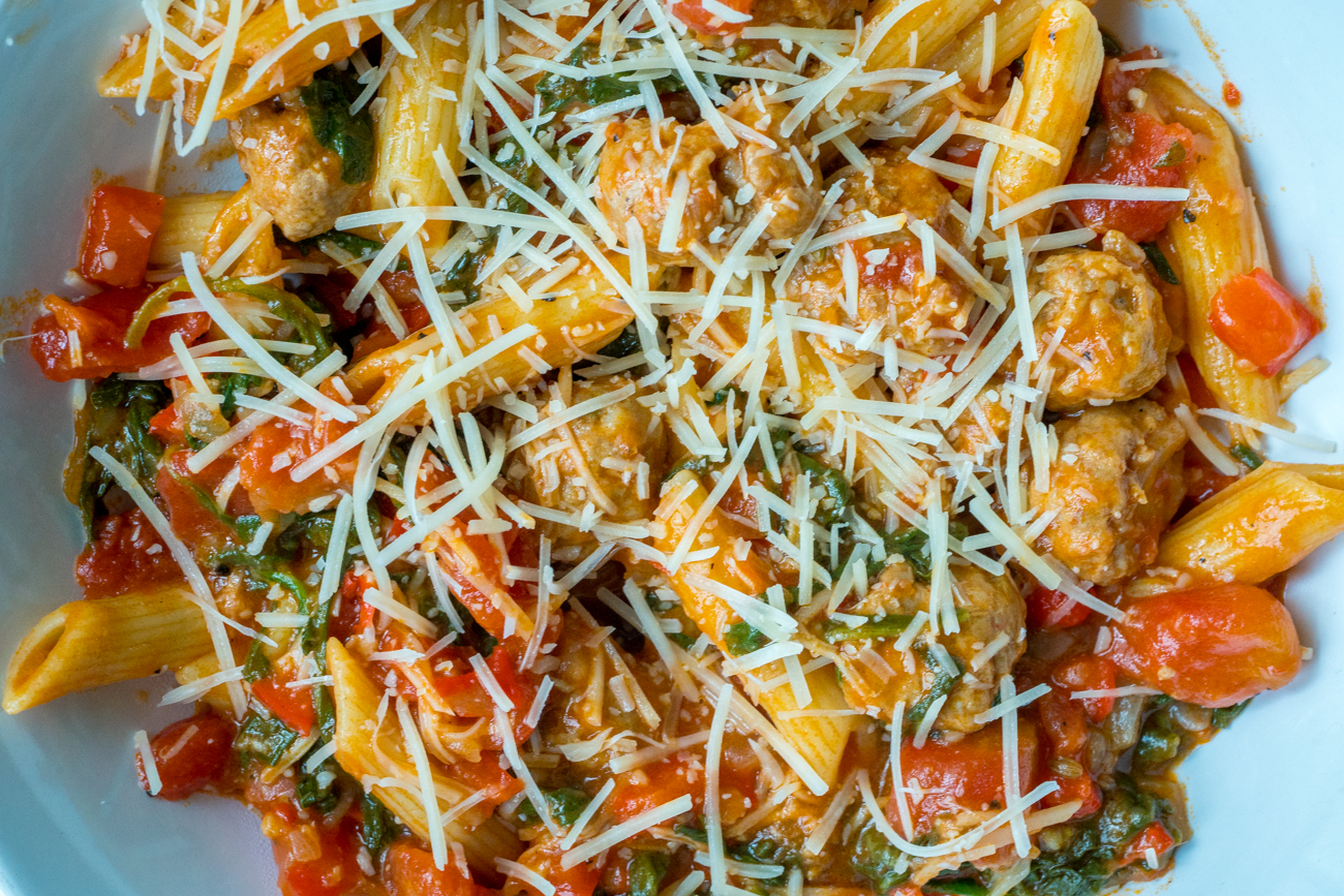 One Pot Sausage & Arugula Pasta Cooking Panda