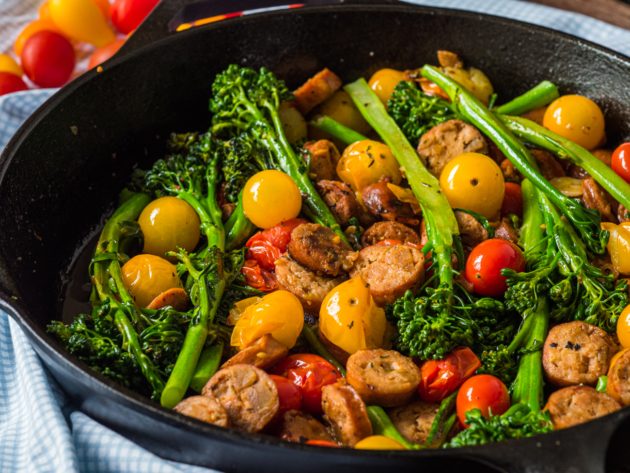 10Minute Sausage Broccolini Skillet Cooking Panda