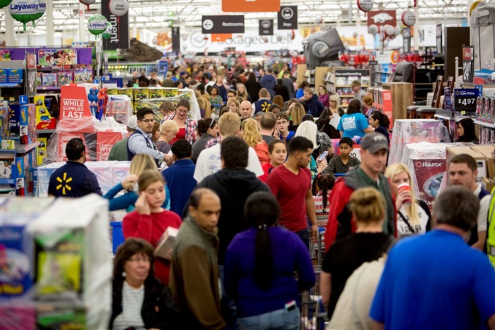 crowded Wal-Mart store