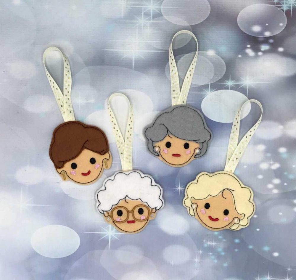 felt Golden Girls Christmas ornaments