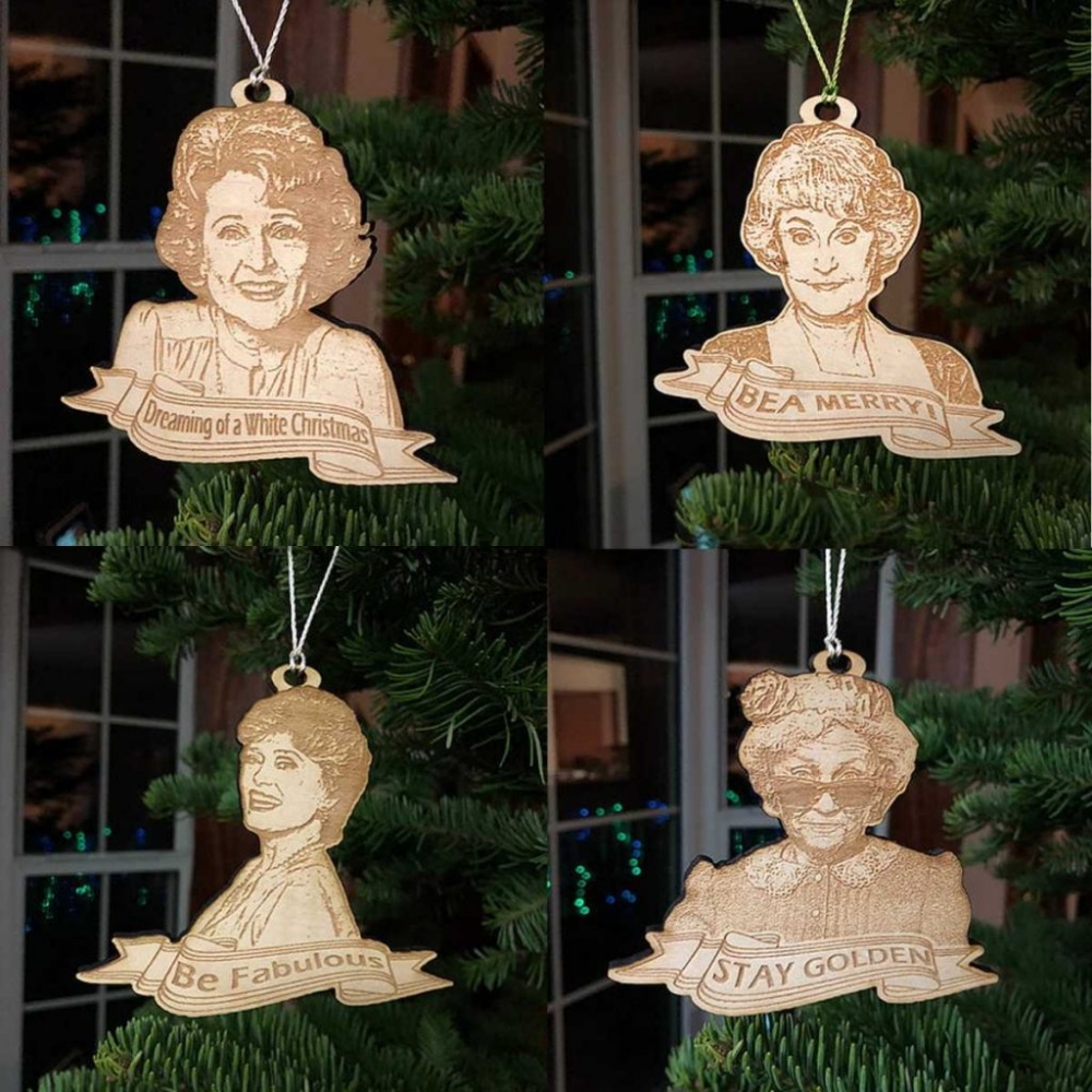 wooden Golden Girls Christmas ornaments
